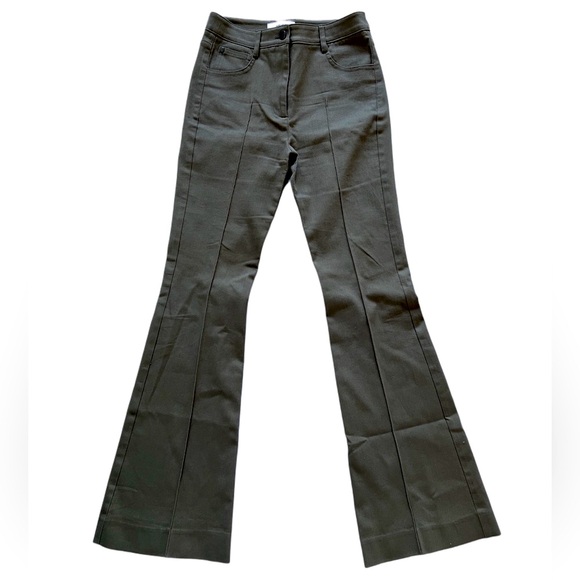 SOLD REISS Florence Flared Jeans high rise cotton front darts brown pants 4 S - Picture 7 of 14